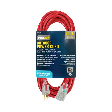 Projex Projex Indoor or Outdoor 25 ft. L Red Extension Cord 14/3 SJTOW OU-JTO14-025-RP